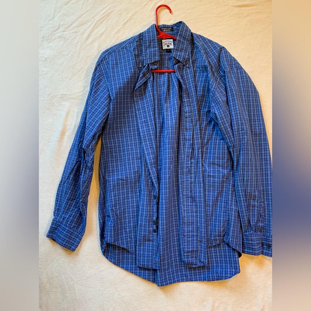 Faconnable Blue Checkered Button Down - image 1